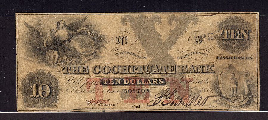 Boston, MA, The Cochituate Bank $10, Fine, tear